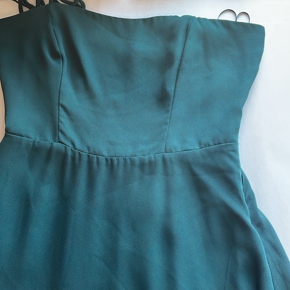 Hunter Green Mini Dress Soft Girl XS Babydoll Ruffle Smock Lola & Grace Holiday - Picture 11 of 11